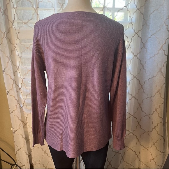 Ella Moss Women's Purple Ribbed V-Neck Sweater Long Sleeve Size Small - Picture 9 of 9